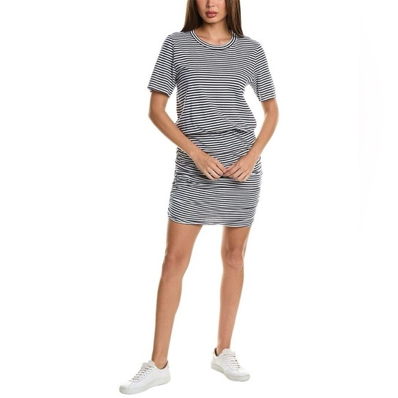 Anthropologie Stateside Organic Cotton Striped Mini Dress in Navy Women's M - Picture 2 of 8